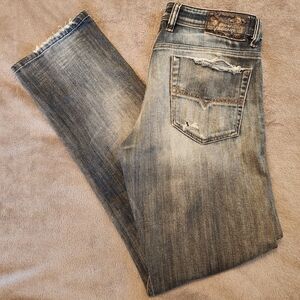 Mens Diesel VIKER 00885K Straight Blue Jeans W31 L32 Distressed Streetwear
